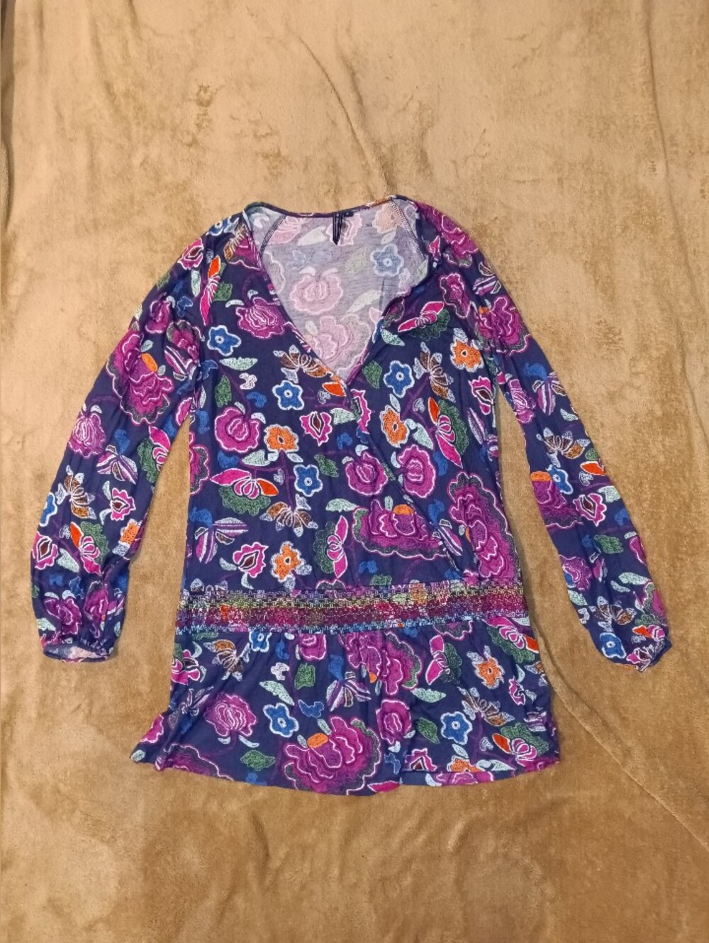 One September Floral Tunic Style Long Sleeve Top in Purple - Picture 3 of 5